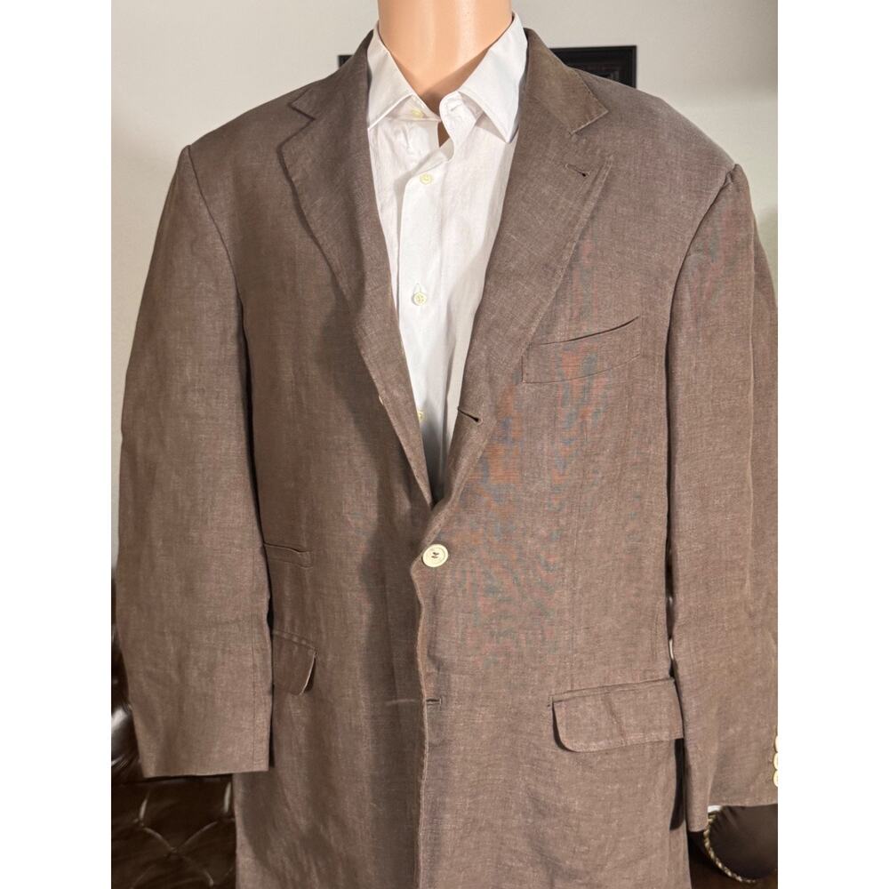 Brunello Cucinelli Brown Linen Blazer Sport Jacket 54 44R US Unstructured